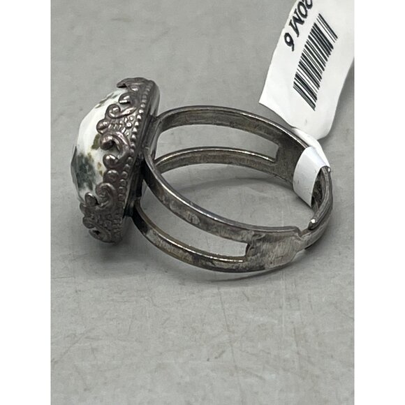 Mariana ring marble black white crystal handmade one size R-7220 circle READ NEW - Picture 2 of 5